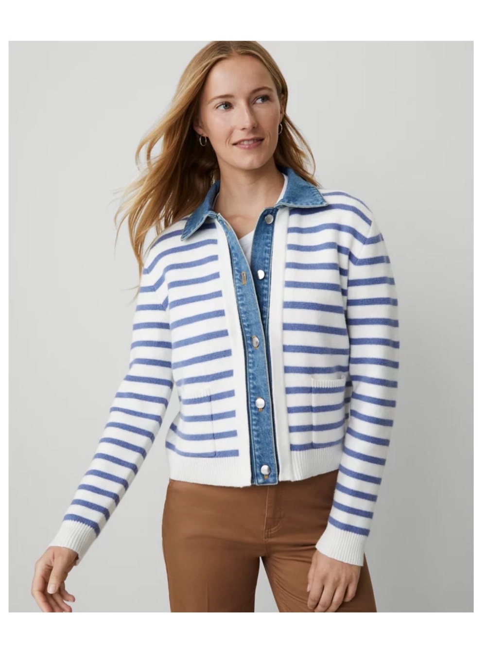 LOFT Light Blue & White Petite Denim. BRAND NEW, NEVER BEEN WORN!!
